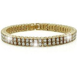 ROW 14K GOLD FINISH ICED OUT HIP HOP BLING BRACELET  