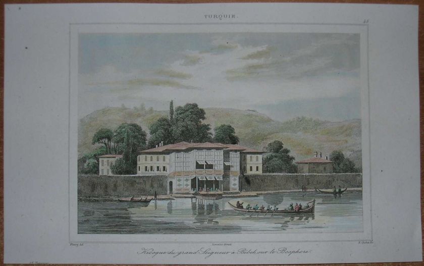 1840 print SULTANS KIOSK IN BEBEK ON BOSPHORUS, ISTANBUL (#45)  