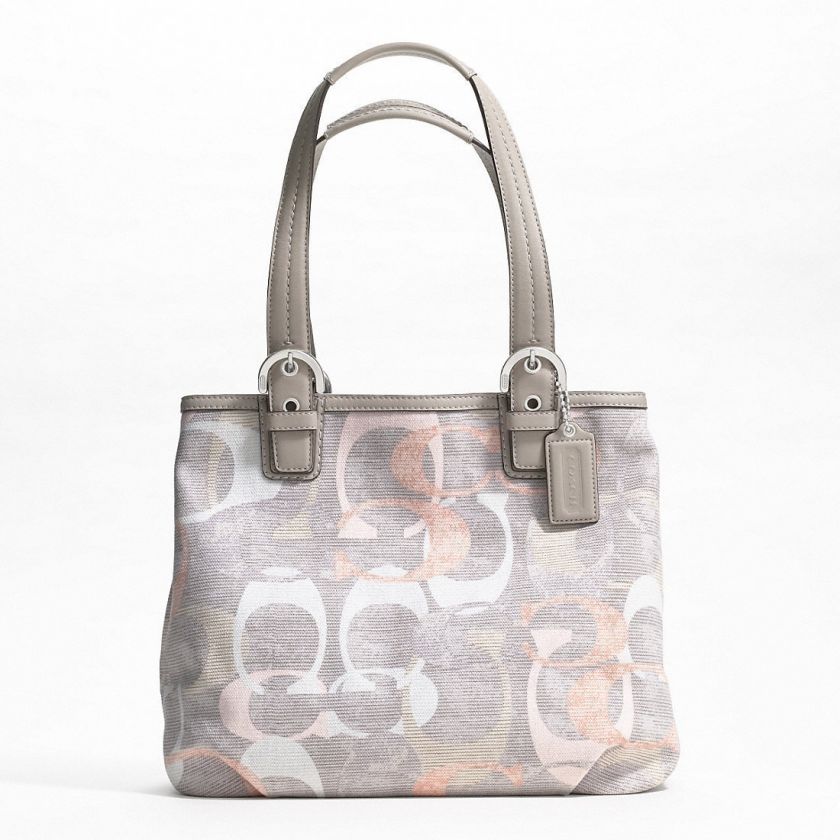 AUTHENTIC COACH F19268 SOHO OPTIC LINEN Tote Silver/Multicolor NWT 