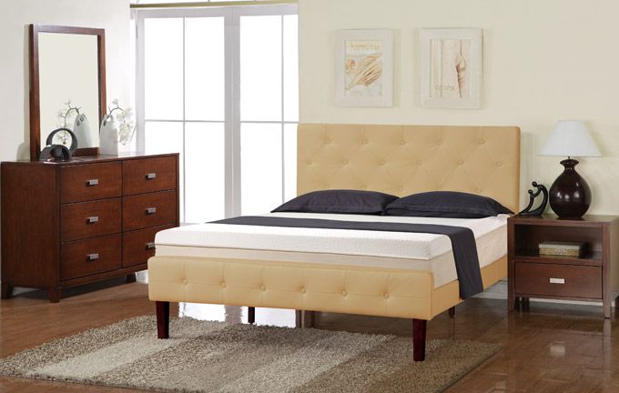 Queen Platform Bed F9606 Button Tufted  