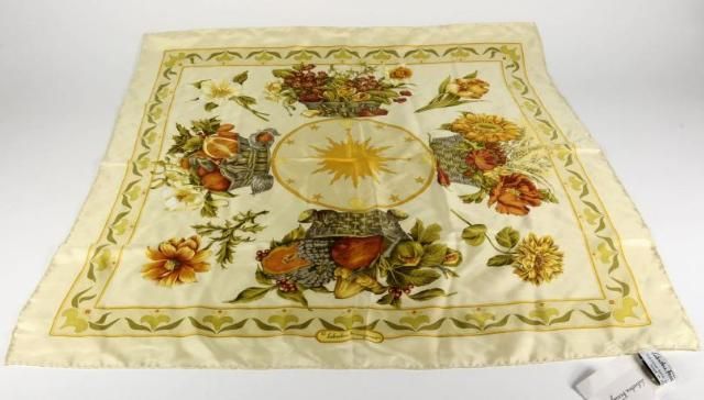   Ferragamo Yellow Buttercream Zodiaco NWT NEW Silk Print Scarf  