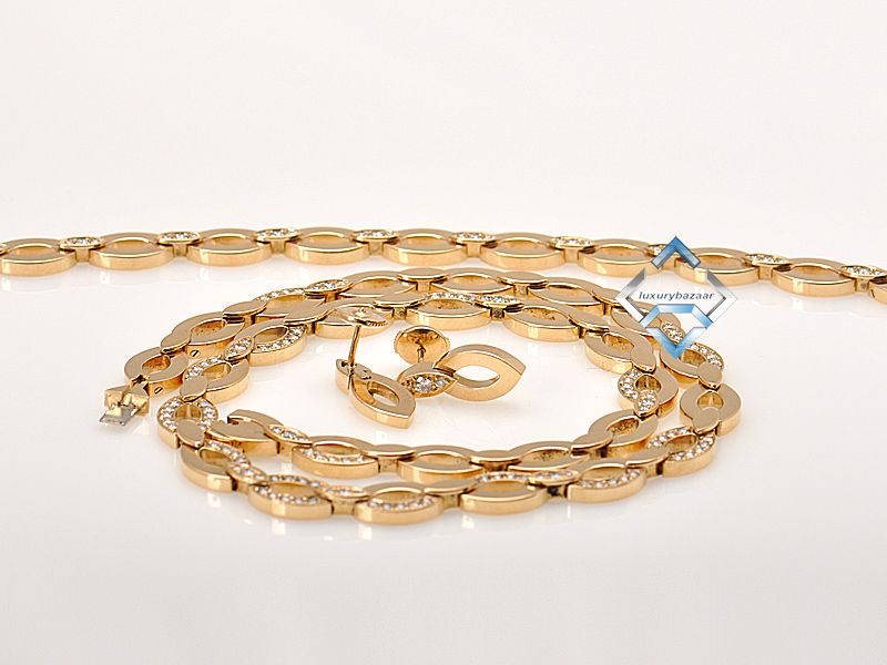Cartier Estate Yellow Gold Necklace Bracelet Earrings  