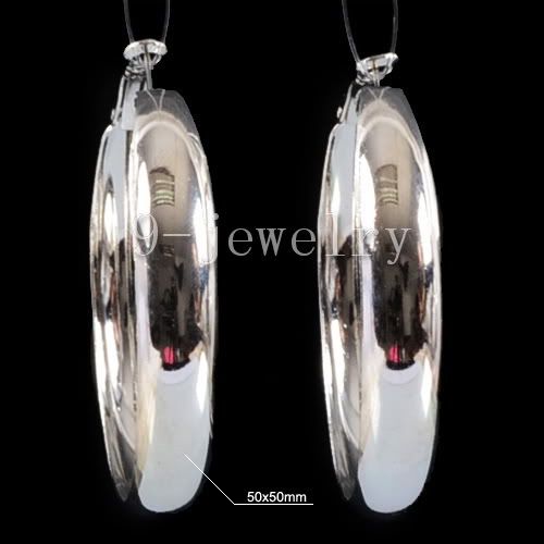 Free Ship silvery 50mm Round Hoop/loop Earrings TS0773  