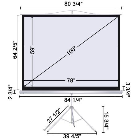 100inch 43 Portable Tripod Projector Projection Screen 78x59 Matte 