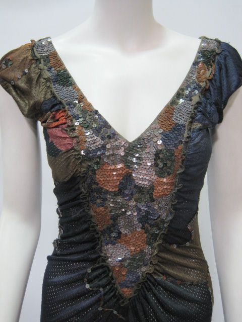 Conditions Apply womens myiz military green multi sequin dress S $395 