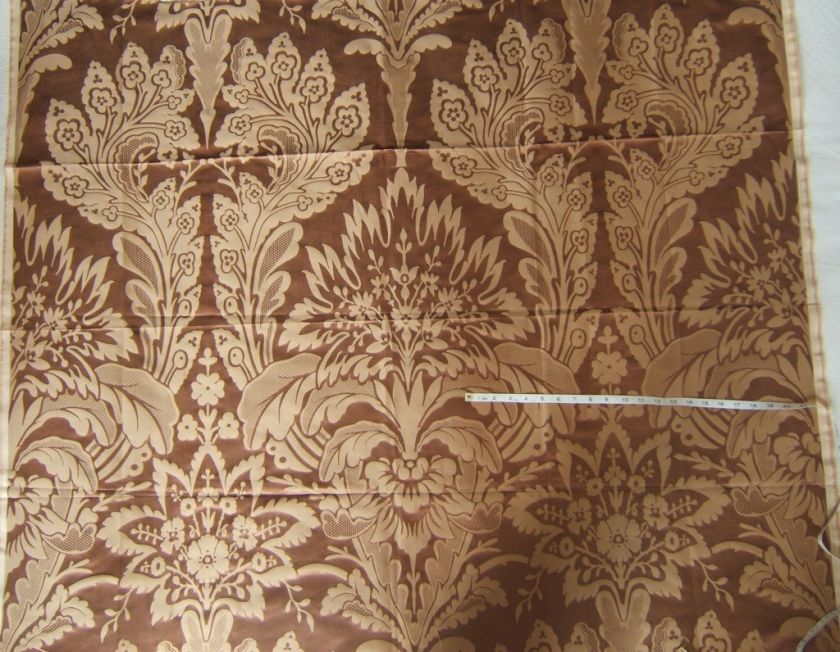 LORENZO RUBELLI SILK DAMASK CHOCOLATE&GOLD ITALY 10YD  