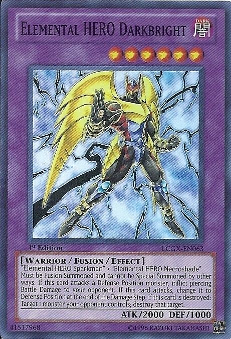 ELEMENTAL HERO DARKBRIGHT Yugioh Rare Card Mint Super LCGX EN063 