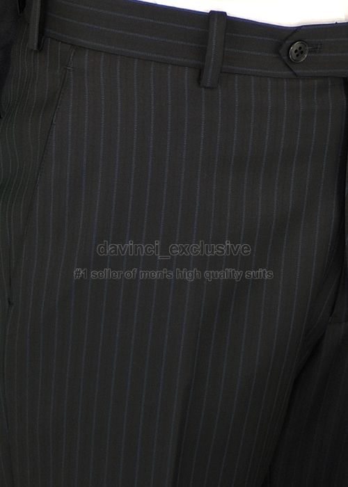 NATAZZI 160S SUIT $2598 CASHMERE 21588_5 NAVY STRIP 44R  