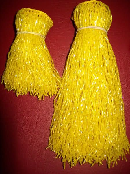 Yellow GYPTIAN BELLY DANCE FRINGE BRA&BELT 2 PC  