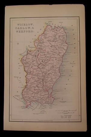 Wicklow Carlow Wexford Ireland c.1843 engraved color  