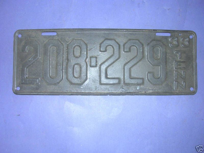 1933 Tennessee license plate  