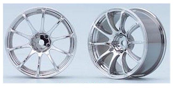 YOKOMO TW 2013N ADVAN RACING RS CHROME WHEELS DRIFT RACING 4mm OFFSET 