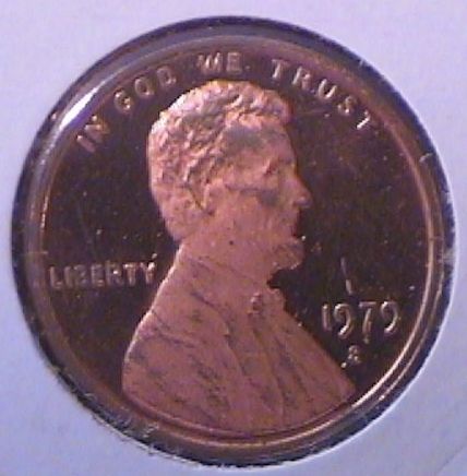 1979 S BLEMISHED LINCOLN PROOF. TYPE 2. SPOTTING/TONING  