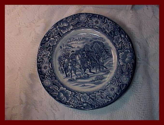 LUNCHEON PLATES LIBERTY BLUE WASHINGTON AT LIBERTY FORGE w box 