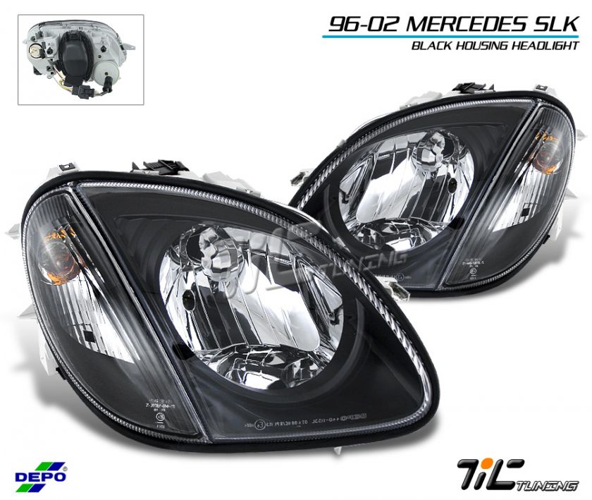 DEPO 96 02 MERCEDES SLK230 SLK320 BLACK HEADLIGHT 00 01  