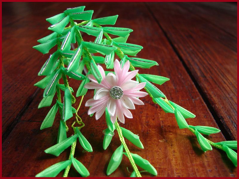 Real 7/18cm Maiko Silk Yanagi Wisteria HANA KANZASHI  