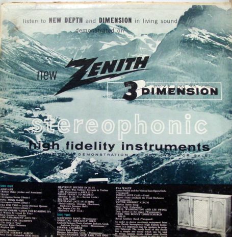 ZENITH 3 dimensional stereo high fidelity LP VG  