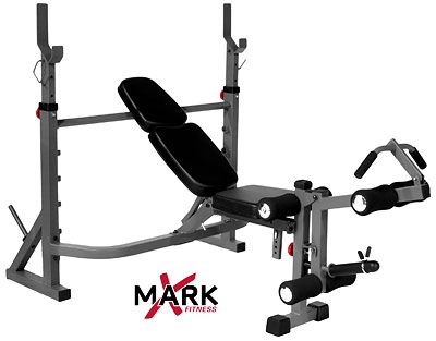 XMARK™ Olympic Weight Bench with Leg Extension and Preacher Curl XM 