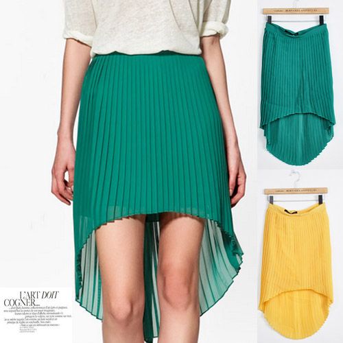 ASYMMETRIC PLEATED CHIFFON SKIRT WITH SIDE ZIP 2327  