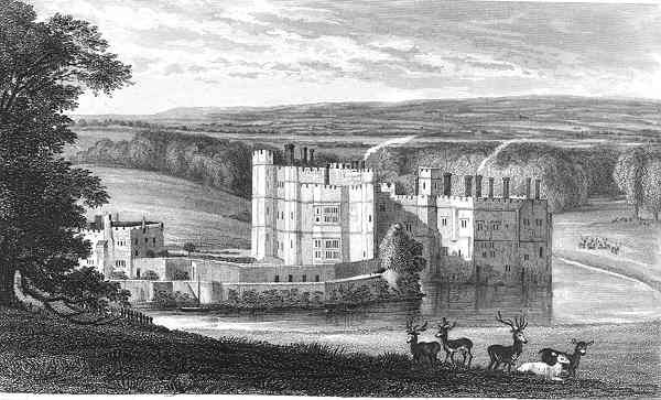 KENT LEEDS CASTLE. Antique steel engraving. 1830  