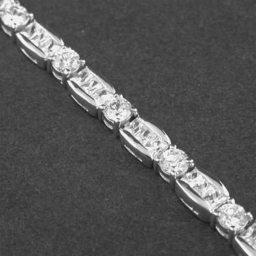 CZ CUBIC ZIRCONIA ROUND & BAGUETTE TENNIS BRACELET  