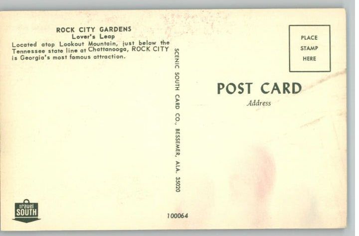 Postcard~Rock City Gardens Lovers LeapTennessee/TN  