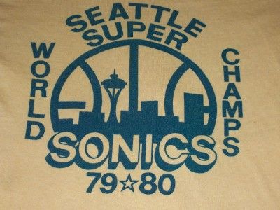 vtg SEATTLE SUPERSONICS 1979 CHAMPIONS t shirt M soft  