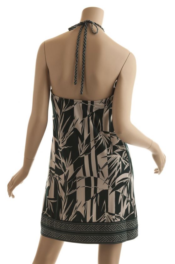 BCBG MAX AZRIA GREEN PRINT HALTER DRESS NEW SIZE M  