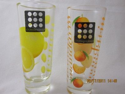 Lot 2 Shot Glasses Circle Ware Design by Cerve Made in Italy Lemon 