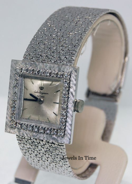 Jules Jurgensen Ladies 14k White Gold & Diamond + Box  