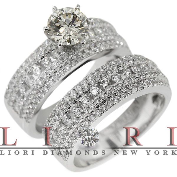   DIAMOND ENGAGEMENT RING & WEDDING BAND SET 14K GOLD   ER 342  