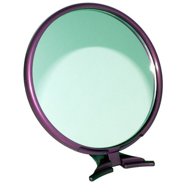 Travel Mirror   Circular True Image hand held or Free Standing   Pink 