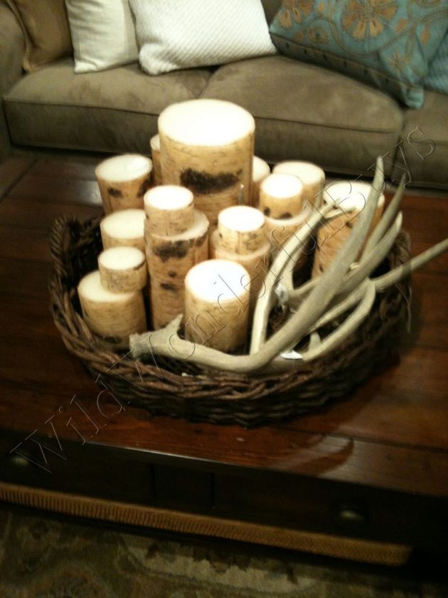 POTTERY BARN Birch Pillar CANDLE Rustic 4x8 NEW  