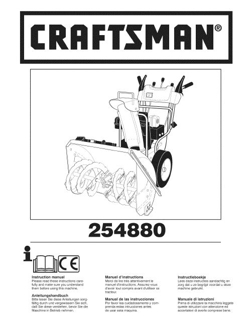  Craftsman Snow Blower Snow Thrower Owners Manual  