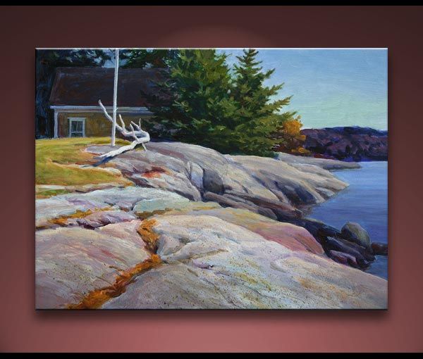 Driftwood Maine Cottage Landscape Painting Bechler Art  