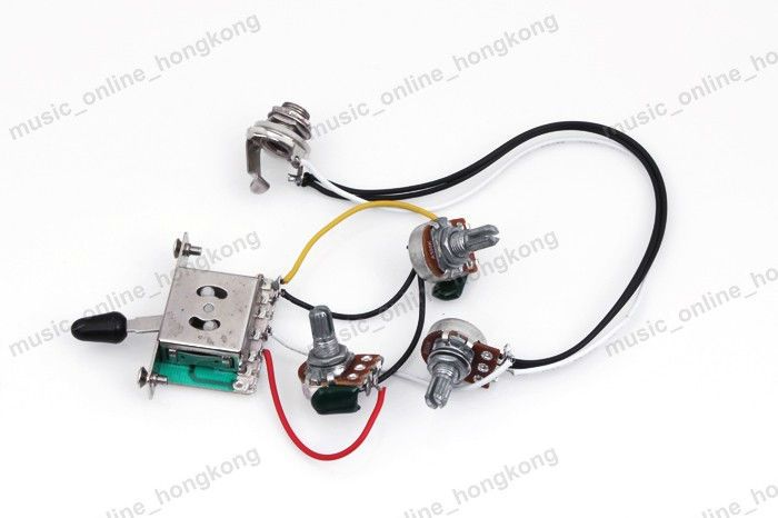   Wiring Harness,1V2T 1Jack 3 500K Pots 5Way Switch For Strat  