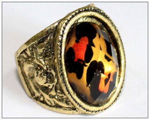 HOT Wild Leopard Print Bronze European Retro Ring Rings free ship New 