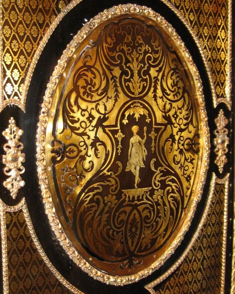 Napoleon III Ebonized Boulle Style Cabinet Bookcase  