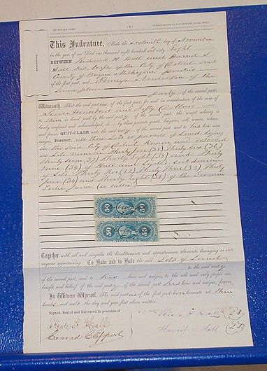 1868 Quit Claim Deed/DETROIT, MI/ R54 Conveyance Stamps  