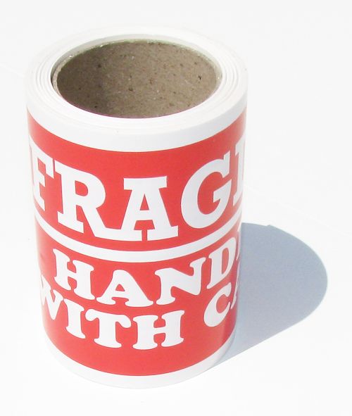 500 4x6 Fragile Handle With Care Labels / Stickers Big  