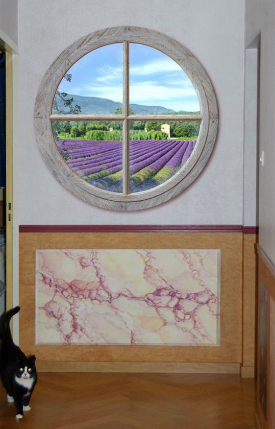 Painting TROMPE LOEIL Lavander Field By Bernard Scholl  