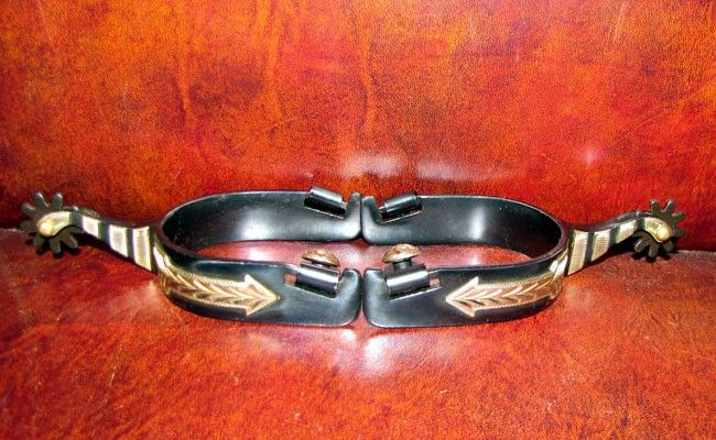 Cowboy Western Spurs Silver & Black Arrow #38  