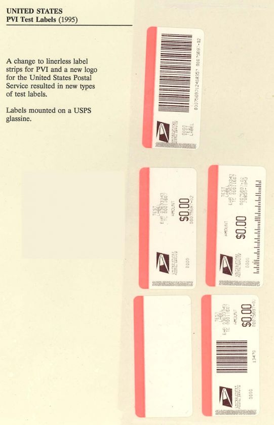 1995 COMPUTER VENDED POSTAGE TEST STAMPS   SET OF FIVE  