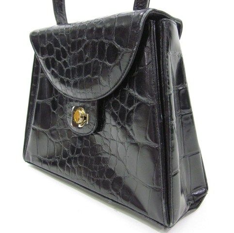 CAREY ADINA Black Moc Croc Mini Tote Bag Handbag  