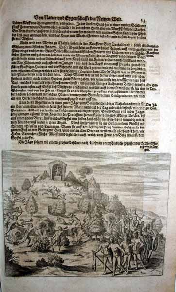 1598 (1631) Theodor De Bry Print AZTEC HUNTING RITUALS  