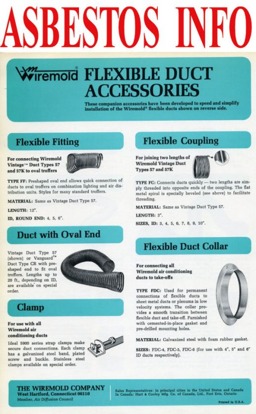 WIREMOLD Flexible Vanguard Air Duct Asbestos Page 1972  