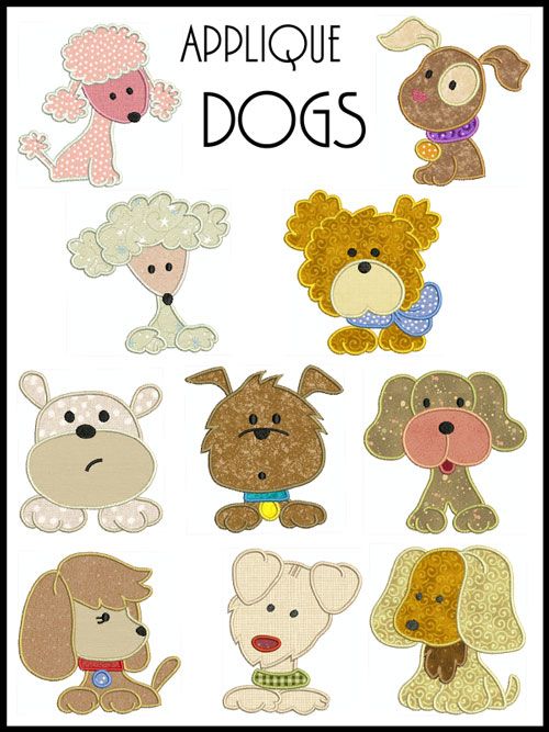 DOGS ** Machine Applique Embroidery ** 10 Designs  