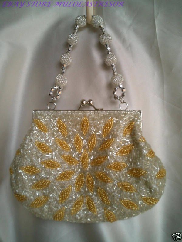 VINTAGE LOOK FLORAL FULLY BEADED EVENING PURSE/CLUTCH/HANDBAG  