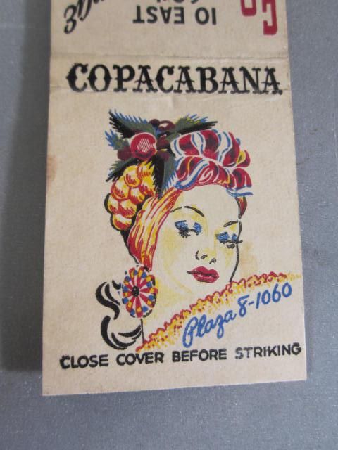 COPACABANA Night Club Match Cover / New Yorks Famous Club  