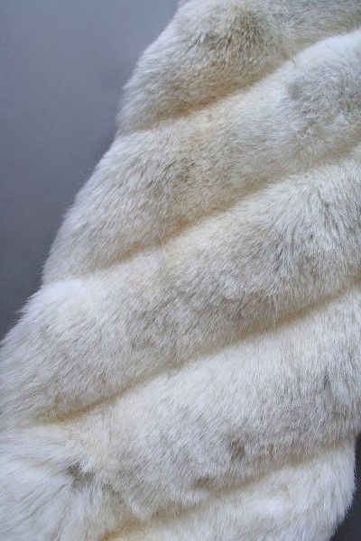   FOX FUR COAT L XL White Rabbit Jacket Chubby Vegan Leather Glam  